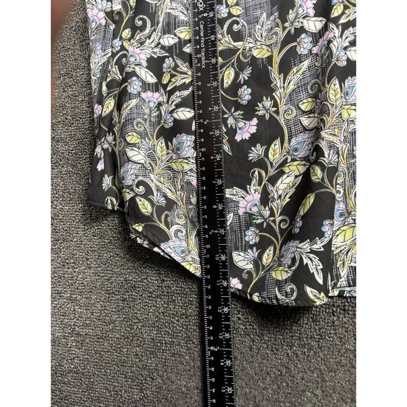 Torrid Harper Georgette Ruched Sleeve Floral Blouse Size 2X Black V-Neck - Picture 6 of 7